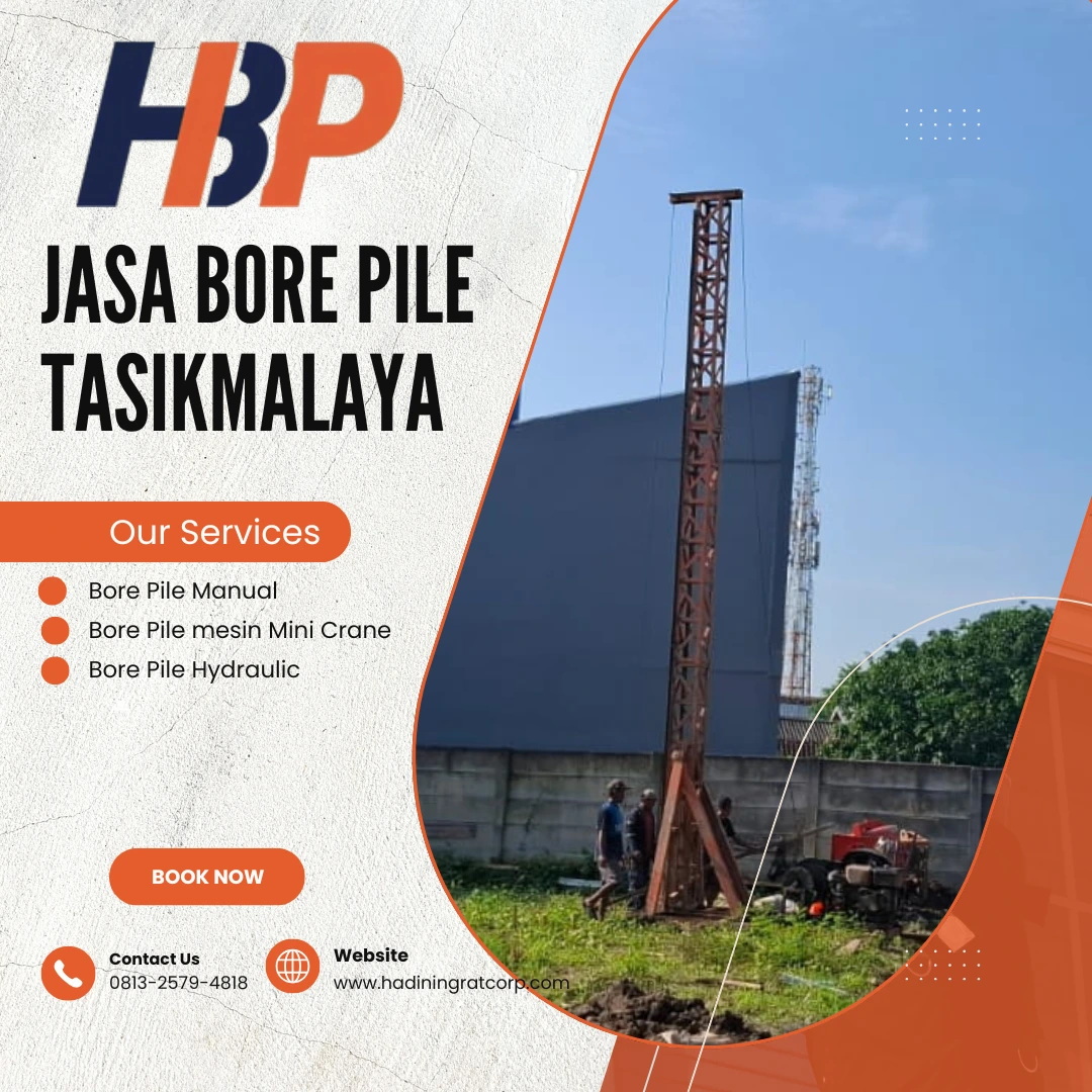 Jasa Bore Pile Tasikmalaya pengerjaan menggunakan alat mesin mini crane - Hadiwijaya Bore Pile