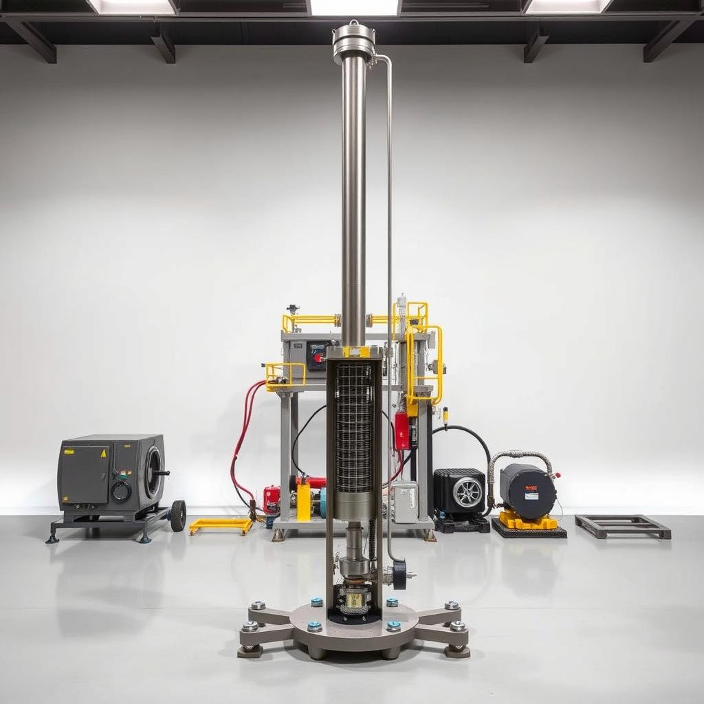 A detailed, fully functional Hadiwijaya Bore Pile system, showcased against a clean, well-lit backdrop. The Alat Strauss Pile, the core component, stands prominently in the foreground, its sleek metallic design and intricate engineering visible. In the middle ground, support structures and ancillary equipment complement the main apparatus, demonstrating the comprehensive nature of the system. The background features a minimalist, neutral setting, allowing the Hadiwijaya Bore Pile to be the focal point, captured through a slightly elevated, front-facing camera angle to emphasize its scale and importance in construction projects. A detailed, fully functional Hadiwijaya Bore Pile system, showcased against a clean, well-lit backdrop. The Alat Strauss Pile, the core component, stands prominently in the foreground, its sleek metallic design and intricate engineering visible. In the middle ground, support structures and ancillary equipment complement the main apparatus, demonstrating the comprehensive nature of the system. The background features a minimalist, neutral setting, allowing the Hadiwijaya Bore Pile to be the focal point, captured through a slightly elevated, front-facing camera angle to emphasize its scale and importance in construction projects.