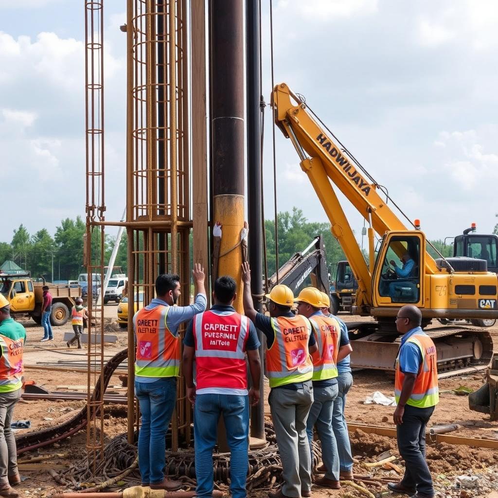 Image of Hadiwijaya Bore Pile team working on a construction site Image of Hadiwijaya Bore Pile team working on a construction site