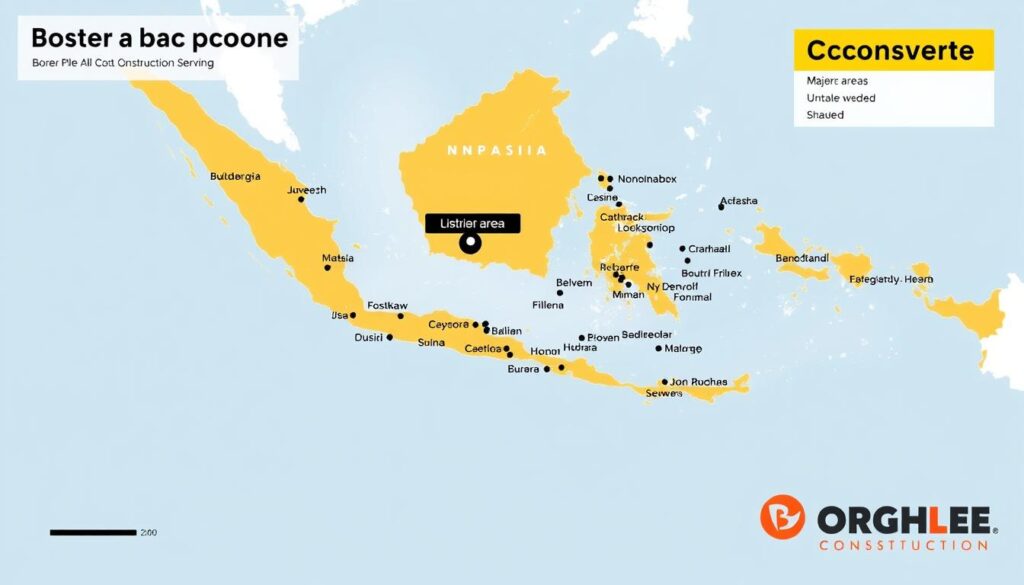 Peta area layanan Bore Pile Mini Crane dan Gawangan di Indonesia Peta area layanan Bore Pile Mini Crane dan Gawangan di Indonesia