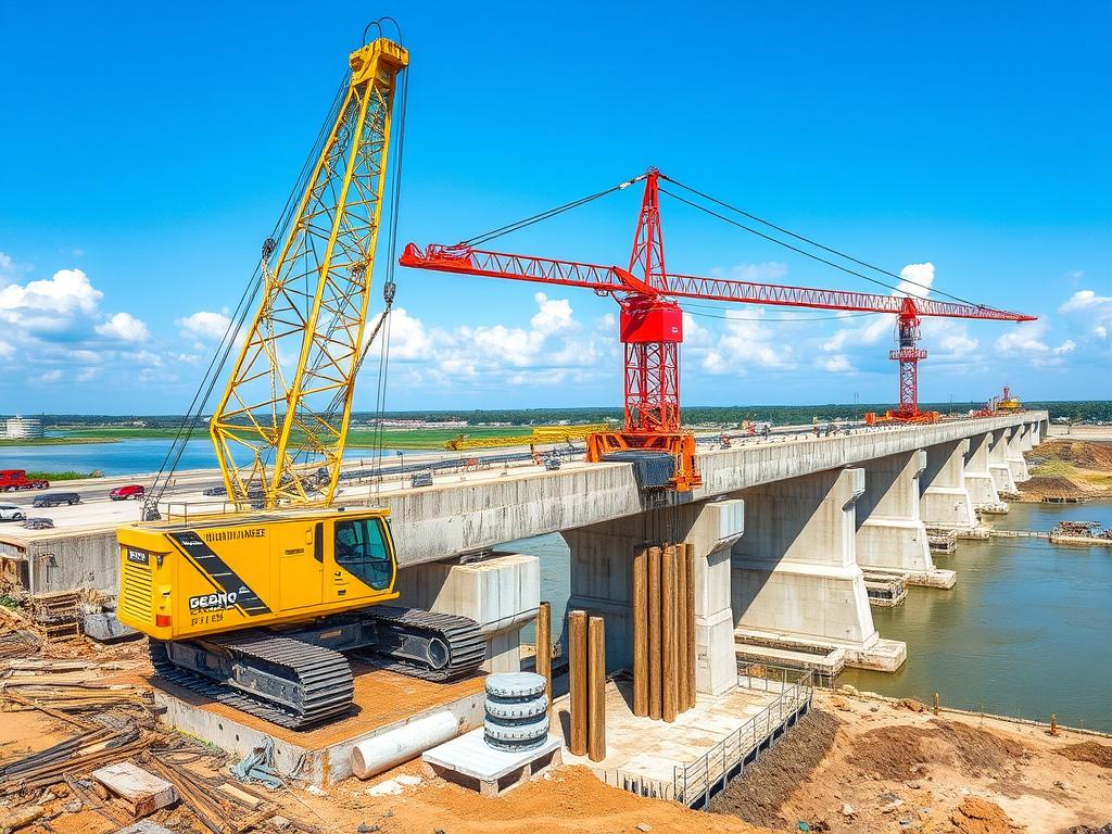 Proyek kombinasi Bore Pile Mini Crane dan Gawangan untuk jembatan Proyek kombinasi Bore Pile Mini Crane dan Gawangan untuk jembatan