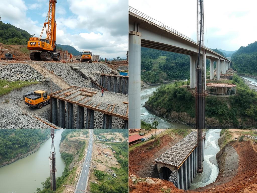 Proses pengerjaan bore pile untuk proyek jembatan di Jombang