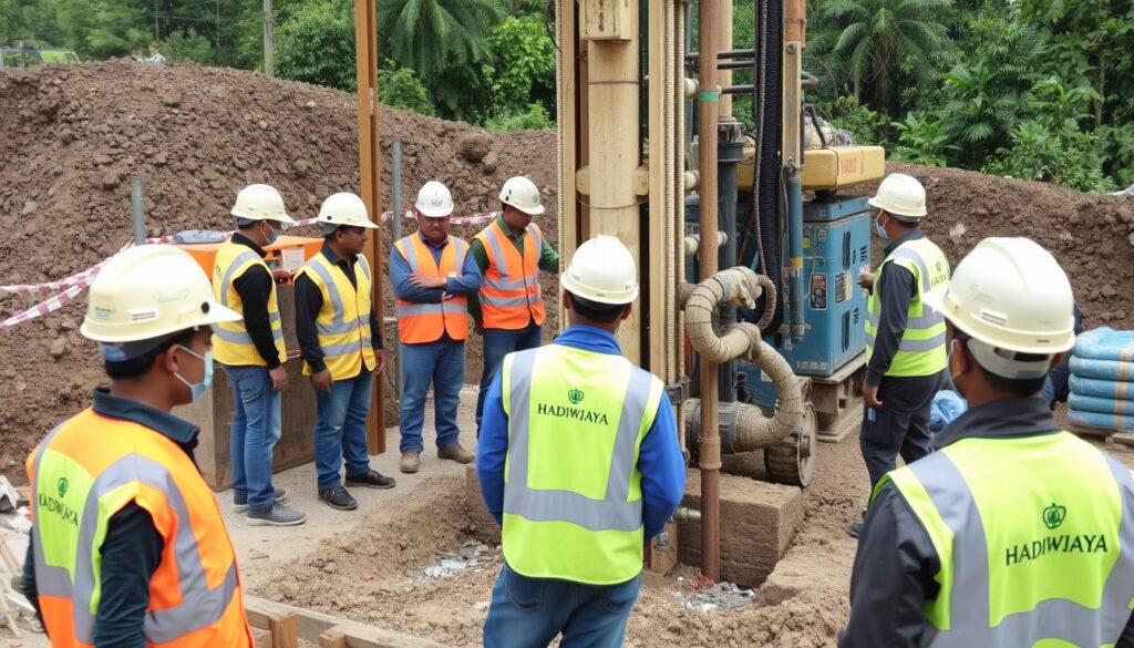 Tim ahli Hadiwijaya Bore Pile Lamongan sedang bekerja