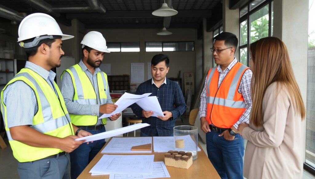 Tim kontraktor bore pile profesional di Jombang sedang berdiskusi dengan klien